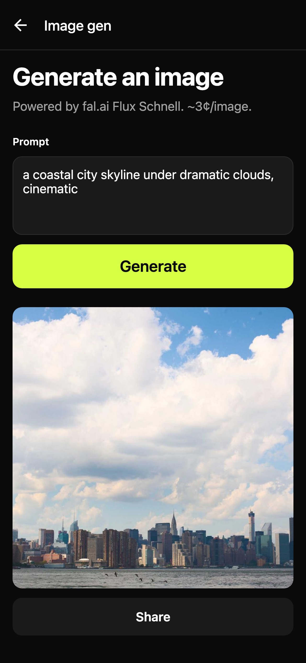 Image generation screen